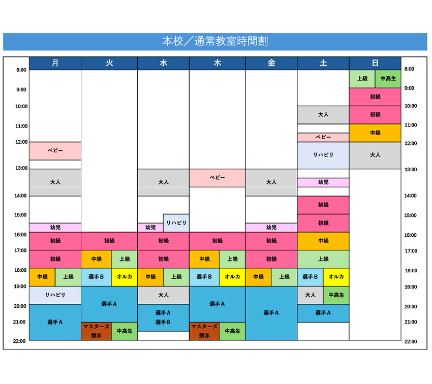 本校の通常タイムテーブル